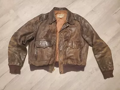 Vintage Sears Horsehide Hercules Brown Leather Jacket Mens Small 1950s  • $350