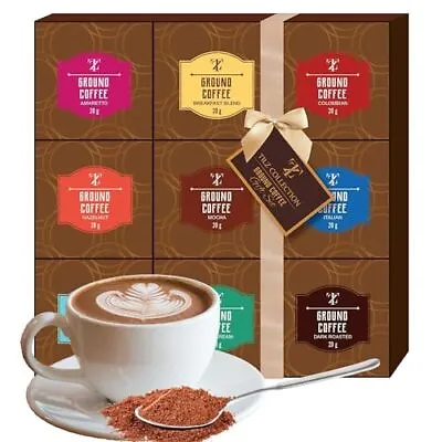 Coffee Gift Set - Gourmet Ground Coffee Gifts 9 Assorted Flavours Including • £17.34