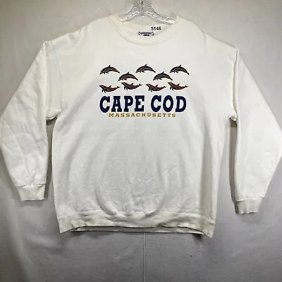 Vintage Cape Cod Crew USA Sweatshirt Crewneck Sweater Pullover Size Large White • $19.99