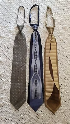 UMO LORENZO Mens Formal Zipper Neck Tie 21  X 3.5  100% SILK Handmade LOT OF 3 • $17.99