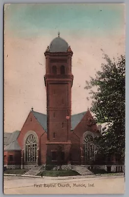 Postcard - First Baptist Church Muncie Indiana IN 1910 Hand Colored Vintage • $22