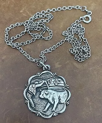 Vintage Mexico Bullfighter Sterling Silver 925 Medallion Pendant Necklace 20” In • £72.98