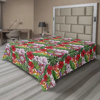 Ambesonne Tropical Flat Sheet Top Sheet Decorative Bedding 6 Sizes • $29.99