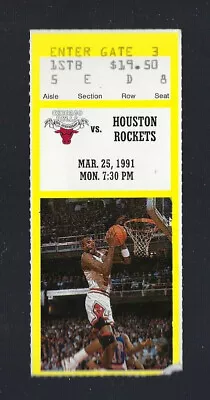 Michael Jordan - 1991 Nba Houston Rockets @ Chicago Bulls Ticket Stub - March 25 • $15