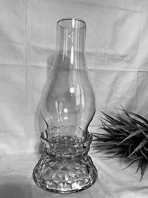 $38 • Buy Vintage Fostoria American Elegant Glass Candle Holder Hurricane Lamp W/ Chimney