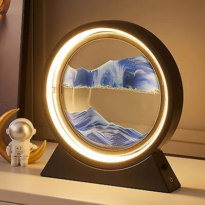 Moving Sand Picture 3D LED Light Quicksand Table Lamp Sea Sandscape Hour • £15.89