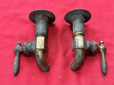 Pair (2) Vintage Antique Farm Sink Shop Sink Solid Brass Surface Mount Faucets!! • $9.99