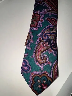 $195 New WORK OF ART ETRO 100% Linen/silk Tie Iconic Greenpaisley+small Etro Bag • $109