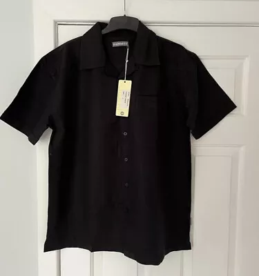 Mens HAMNETT  Black Short Sleeve Linen/Cotton Shirt  Size L BNWT • £10