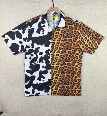 Chinatown Market Shirt Mens XL Multicolor Button Up Cow Print Leopard Print • $49.88