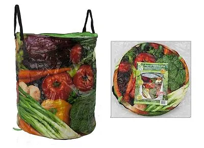Garden Design Printed Jumbo Pop-Up Bag Tidy Large Vegetable Grass Cuttings Waste • £9.59