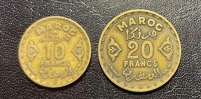 Morocco Maroc French Protectorate Nice 10 And 20 Francs Coins • $6