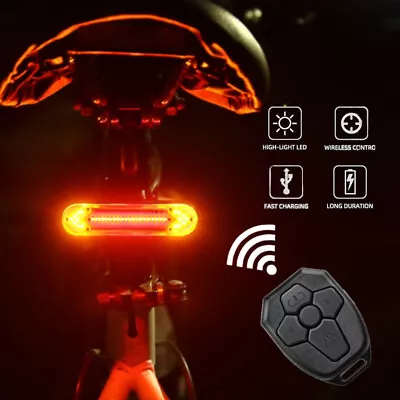 $14.65 • Buy Bicycle Bike Rear LED Tail Light Wireless USB Remote Control Turn Signals Light