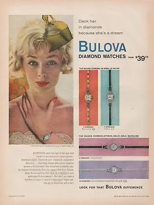 $9.95 • Buy 1959 Bulova Diamond Lady's Watches Blond She's A Dream Vintage Print Ad L17