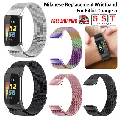 AU Watch Strap Milanese Stainless Steel Band Magnetic Loop For Fitbit Charge 5 • $15.68