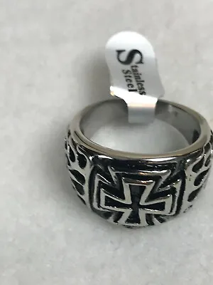 Stahl Men's Biker Maltese Cross Ring Stainless Steel Sizes 9-14 NEW • $11.95