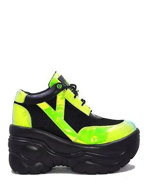 YRU Matrixx Black Green Holographic Goth Punk Raver Platforms Trainers Sneakers • $262.35