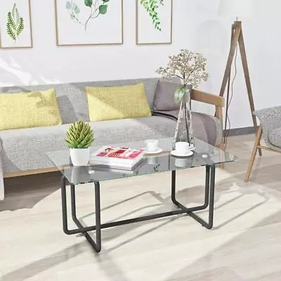 Tempered Glass Tea Table Coffee Table For Living Room Transparent • $101.51