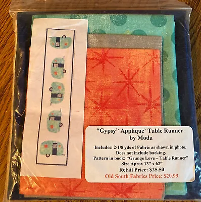 Gypsy Appliqué Grunge Love  Table Runner By Moda Quilt Kit Camper NIP • $21.95