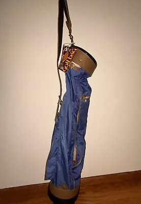 NOS VTG Ajay Carry Golf Bag Collapsible Lightweight Blue Tan Sunday Bag • $90