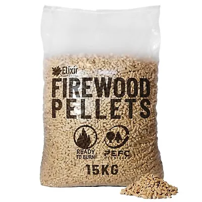 15kg Ready To Burn Fire Wood Fuel Pellets | BBQ Stoves Pizza Ovens & Burners • £21.99