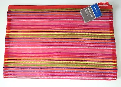 Colorful Large Pencil Case A4 Folder Document Zip Mesh Bag Pouch Purse School  • £4.99