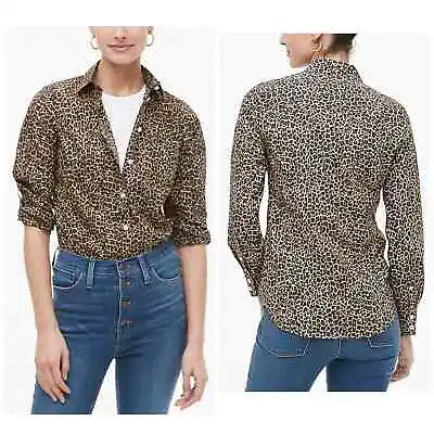 NEW J. Crew Animal Print Button Down Shirt Brown Black Women Size S • $15