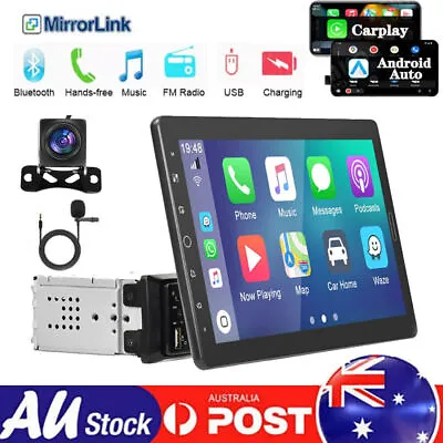 10.1  Single 1DIN Car Stereo Radio Apple CarPlay Android Auto Blutooth Head AU • $135.47