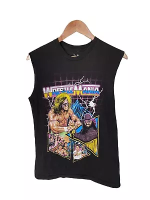 Wrestle Mania Cut Off Sleeves Black Shirt 100% Cotton Mens Size Small GUC • $13.46