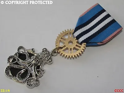 Steampunk Badge Brooch Pin Drape Medal Pirate Skull Octopus Kraken Black Sails  • $11.37