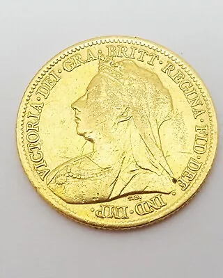 1900 Queen Victoria Widow Head Great Britain Gold Half Sovereign Gold Coin • $424.99