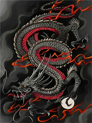 $15.28 • Buy 70CM Full Drill 5D Diamond Painting Abstract Chinese Dragon Embroidery Mural DIY