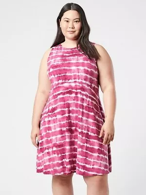 ATHLETA Santorini Thera Printed Dress PLUS 2X | Tie Dye Stripe Vintage #531167  • $29.98