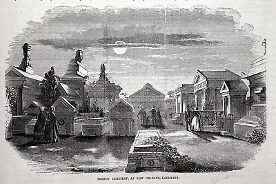 Louisiana New Orleans French Saint Louis Cemetery 1850s Antique Print & Article • $69.95