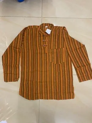 Dark Orange Striped Long Sleeve Festival/boho Shirt Small (o1) • £7.99