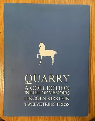 Quarry: Collection In Lieu Of Memoirs Lincoln Kirstein HC 1st 1986 Art Exc Cond • $23