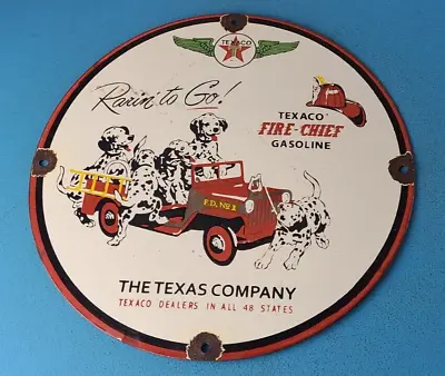 Vintage Texaco Gasoline Porcelain Dogs Fire Chief Gas Service Station Pump Sign • $138.47