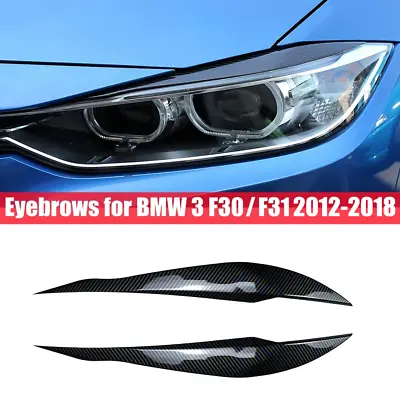 For BMW 3 Series F30 2012-18 Carbon Fiber Headlight Eyebrow Eyelid Cover Trim • $14.59