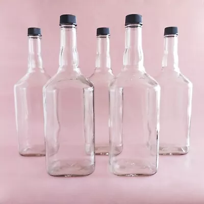 Large Glass Bottles Set Of 5 Evan Williams 175L For Arts Crafts With Lids • $10