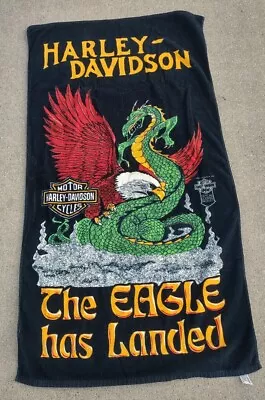 Vtg 80s - Harley-Davidson MC Beach Towel - R.A. Briggs -The Eagle Has Landed • $54.95