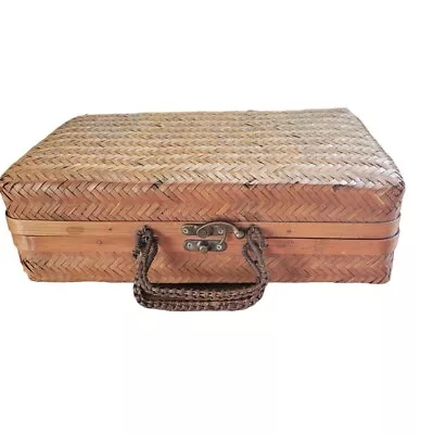 Small Vintage Rattan Suitcase With Swing Lock 50's/60's  Home Decor  15 X10 X5  • $39.99