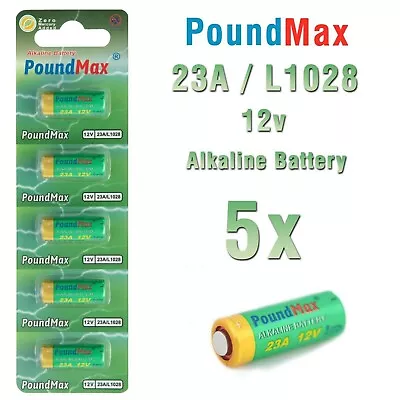 5 X Super Alkaline 23AE/A23/LRV08/MN21 12V PoundMax Alkaline Security Batteries • £3.49