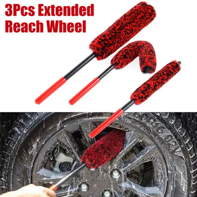 3Pcs Wheel Cleaning Brush Tool Kit Micro Fiber Wheel Wand Car Wheel Rim LowHJ • $27.19