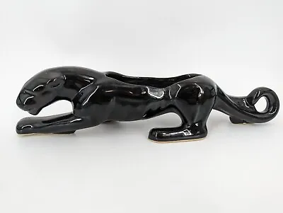 Vtg MCM Royal Haeger Crouching Black Panther Jaguar 15  Cat Art Deco Gorgeous • $55