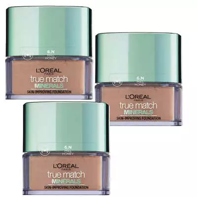 3 X LOreal True Match Minerals Skin Improving Foundation 6N Honey - FREE POST - • £20.39