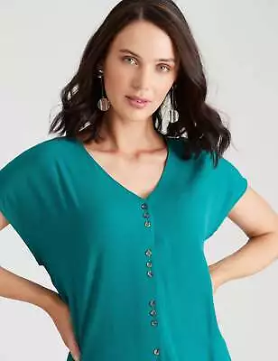 KATIES - Womens Tops - Green - Knit Top - Front Button Blouse - Women's Clothing • $18.30
