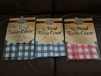 Vinyl Tablecloth 52  X 52  Square - Checkerboard - Red Blue Or Black Colors  • $15