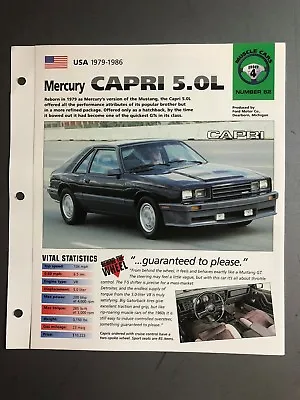 1979 - 1986 Mercury Capri 5.0L Coupe IMP  Hot Cars  Spec Sheet Folder Brochure • $14.95