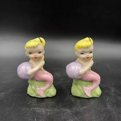 Vtg Norcrest Mermaid Salt & Pepper Shakers Japan H-422 Pair Blonde 3.5  • $149.99