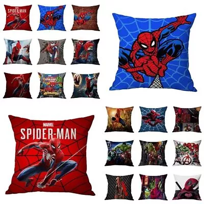 Marvel Spiderman Avengers Cushion Cover Pillow Case Home Sofa Car Throw Cover • £3.59